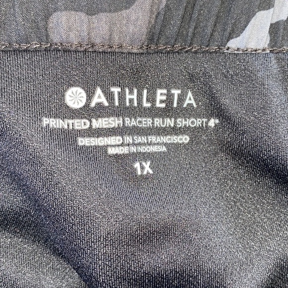 Athleta Printed Mesh Racer Run Short 4" Black Camo Size 1X - Picture 6 of 9